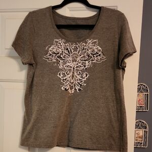 Elegant Gray Women's Short Sleeve Top
